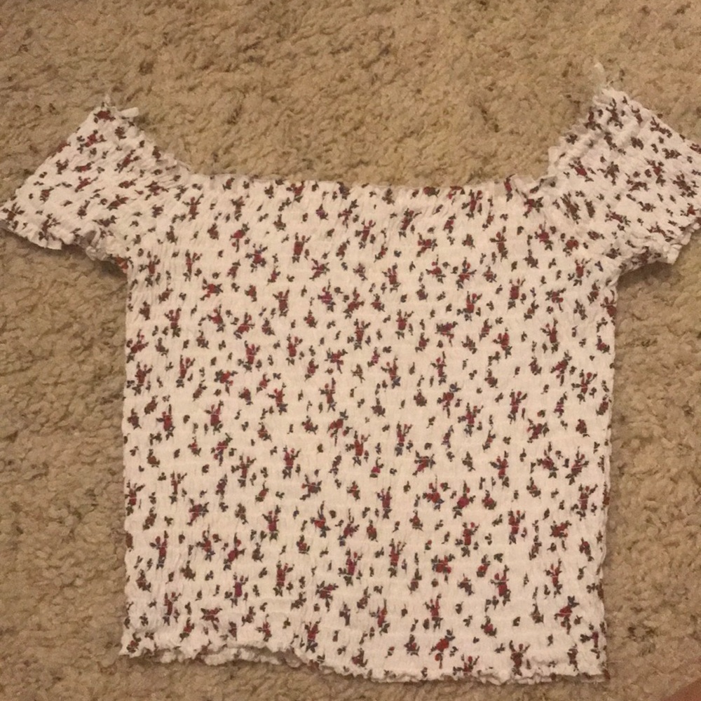 Garage off the shoulder crop top